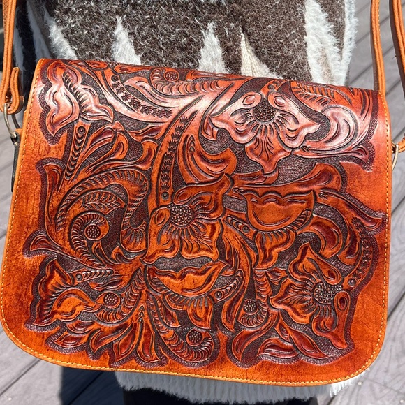 Rare💥Mauzari Sayulita Hand Tooled Leather Catalina Saddle Bag -Large - Picture 3 of 17
